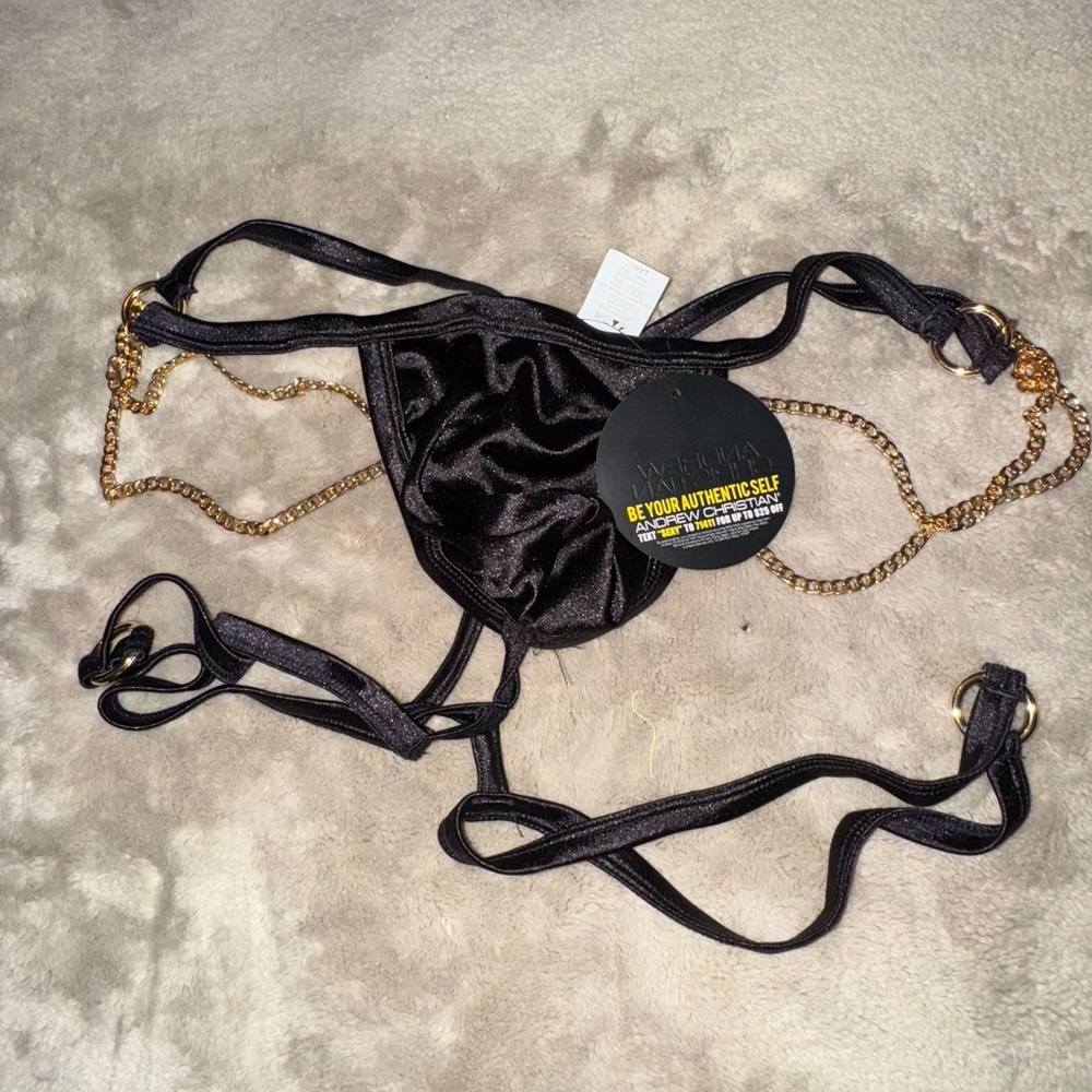 Andrew Christian Black & Gold Chain DesignerJock New With Tags Size Large